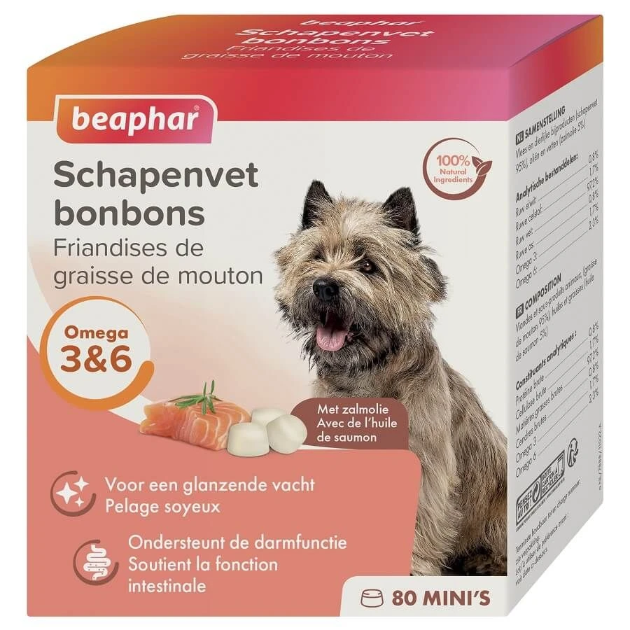 Beaphar Friandises Mini Graisse De Mouton Huile De Saumon Chien X80 1 Beaphar Friandises Mini Graisse De Mouton Huile De Saumon Chien X80