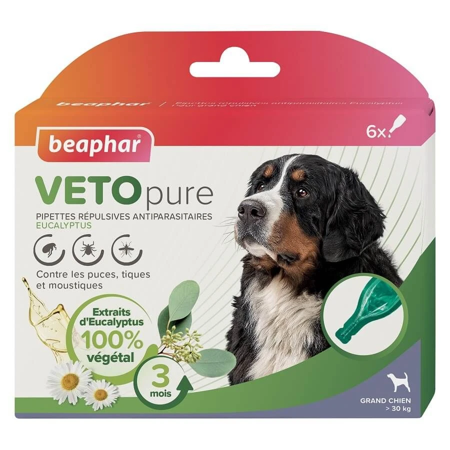 Beaphar VETOpure Pipettes Répulsives Antiparasitaires Chien +30 Kg X6 1 Beaphar VETOpure Pipettes Répulsives Antiparasitaires Chien +30 Kg X6