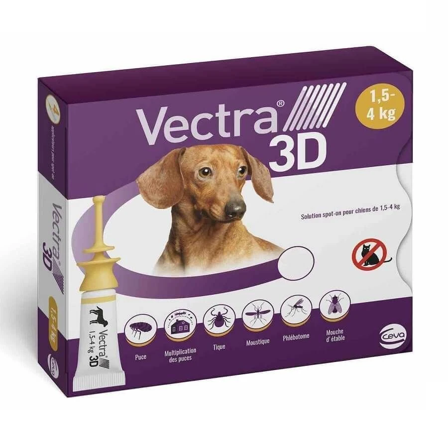 Vectra 3D Chien 1,5 à 4 Kg 3 Pipettes 2 Vectra 3D Chien 1,5 à 4 Kg 3 Pipettes – Image 2