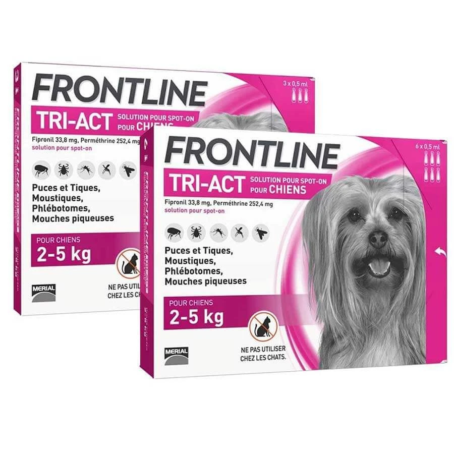 Frontline Tri Act Spot On Très Petit Chien 2 - 5 Kg 6 Pipettes + 3 Pipettes 1 Frontline Tri Act Spot On Très Petit Chien 2 - 5 Kg 6 Pipettes + 3 Pipettes