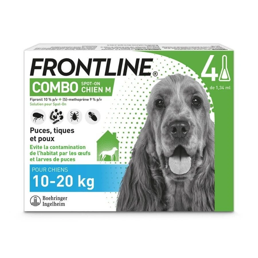 Frontline Combo Chien 10-20 Kg 4 Pipettes 1 Frontline Combo Chien 10-20 Kg 4 Pipettes
