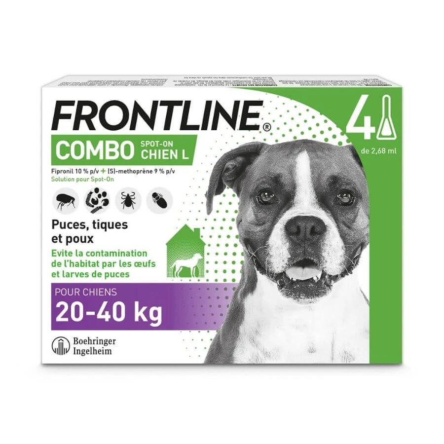 Frontline Combo Chien 20-40 Kg 4 Pipettes 1 Frontline Combo Chien 20-40 Kg 4 Pipettes