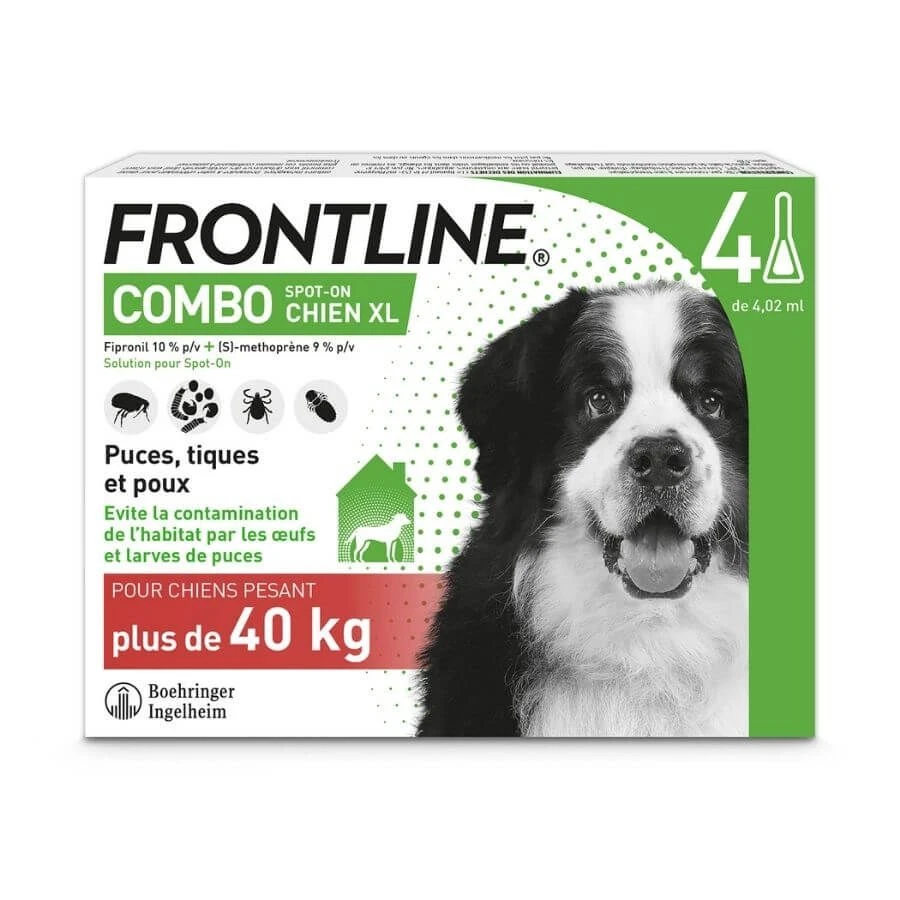 Frontline Combo Chien 40-60 Kg 4 Pipettes 1 Frontline Combo Chien 40-60 Kg 4 Pipettes