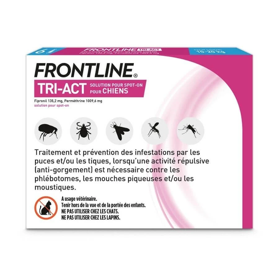 Frontline Tri Act Spot On Chien Moyen 10 - 20 Kg 6 Pipettes 2 Frontline Tri Act Spot On Chien Moyen 10 - 20 Kg 6 Pipettes – Image 2