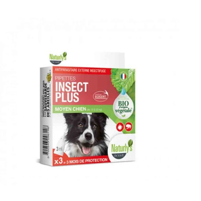 Naturlys Pipettes Insect Plus Bio Moyen Chien X3 1 Naturlys Pipettes Insect Plus Bio Moyen Chien X3