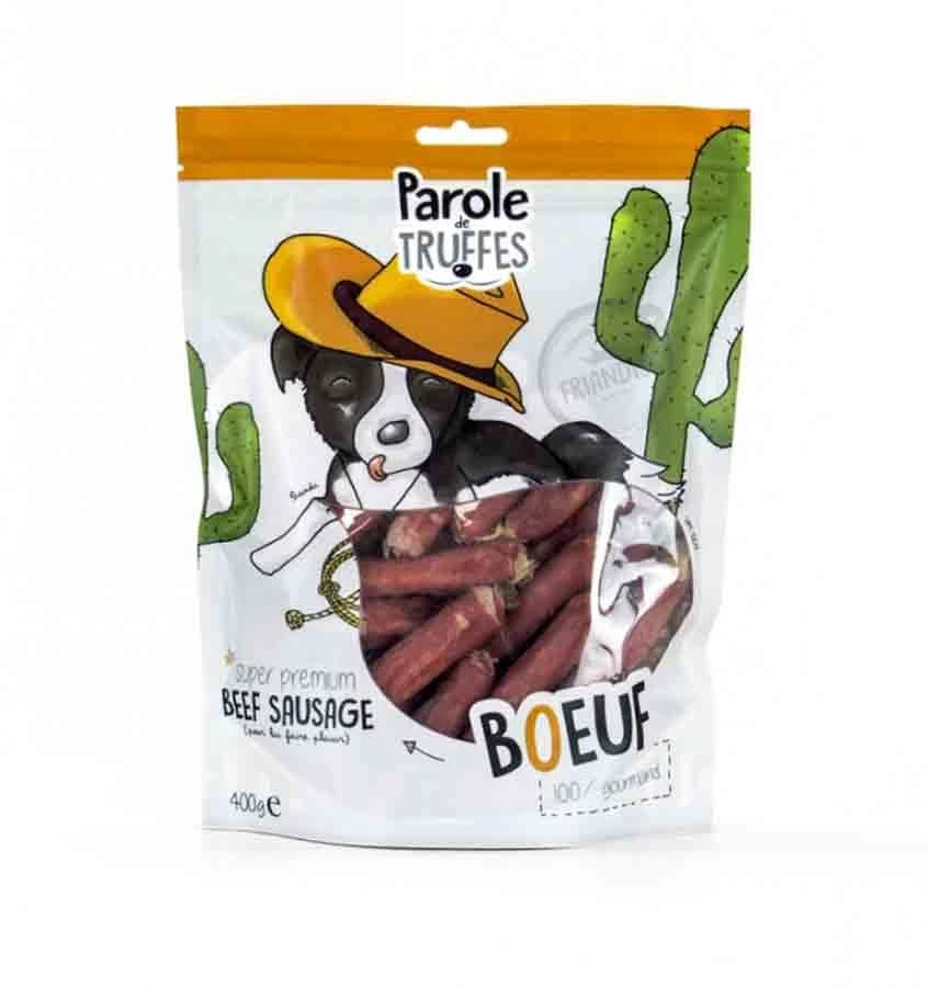 Parole De Truffes Friandises Saucisses Au Boeuf Pour Chien 400 G - Destockage 1 Parole De Truffes Friandises Saucisses Au Boeuf Pour Chien 400 G - Destockage