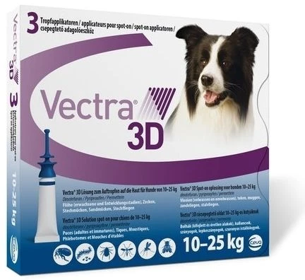 Vectra 3D Chien 10 à 25 Kg 3 Pipettes 1 Vectra 3D Chien 10 à 25 Kg 3 Pipettes